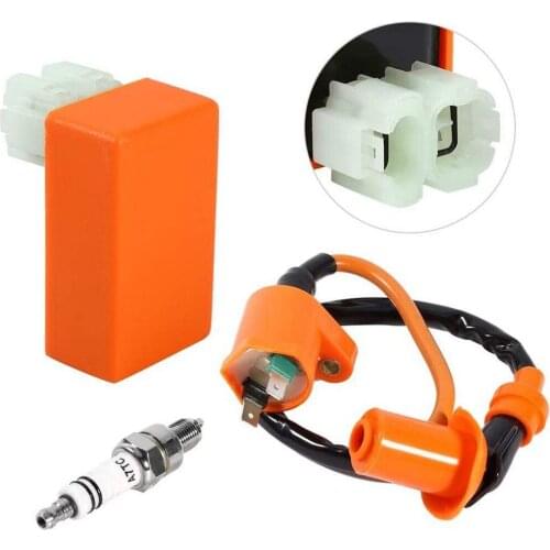 Motorcycle Racing Performance CDI Ignition Coil Spark Plug Set Fit for GY6 50CC 125CC 150CC Scooter Motorbike Parts