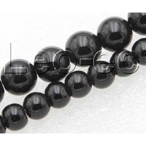 Natural 6mm 8mm round black Agates Loose Strand For Jewelry Making 15" V1306