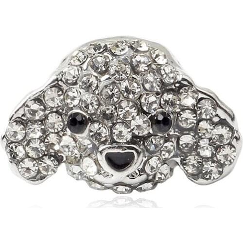 Pave Clear Crystal Dog Charm Fit Original Pan Charms Bracelet Cute Puppy Poodle Beads DIY Jewelry for Women Pulseras Accessories