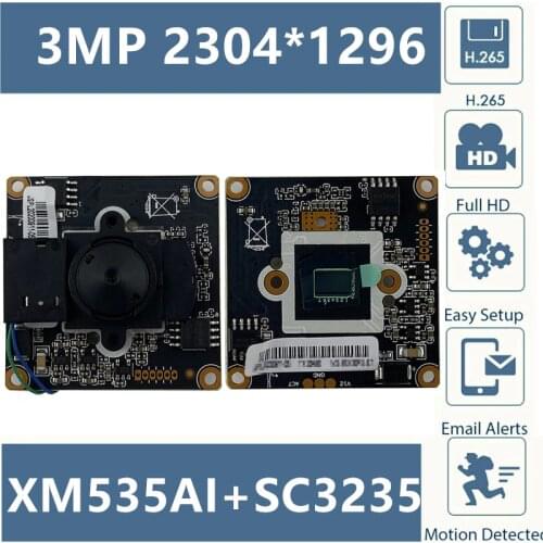 3.7mm 2MP IP Camera Module Board XM530+F37 Mini Lens 38*38mm 1080P 1920*1080 ONVIF MIC Audio Interface with Radiator