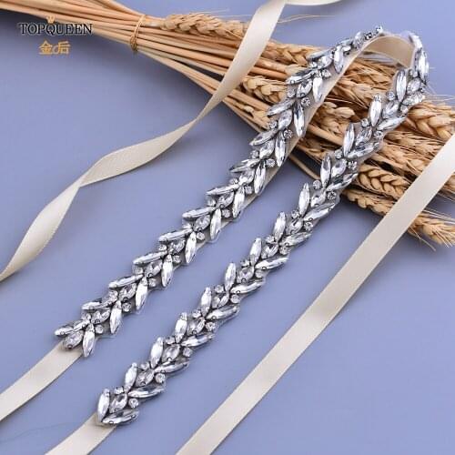 TOPQUEEN S493 Luxury Bridal Rhinestone Belt Womens Evening Dress Belts Wedding Belt Girlfriend Wedding Accessories Diamond Belt