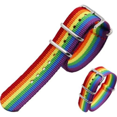 NATO For rainbow nylon strap watchband men women watches accessory bracelet wristband 14mm 16mm 18mm 20mm 22mm 24mm