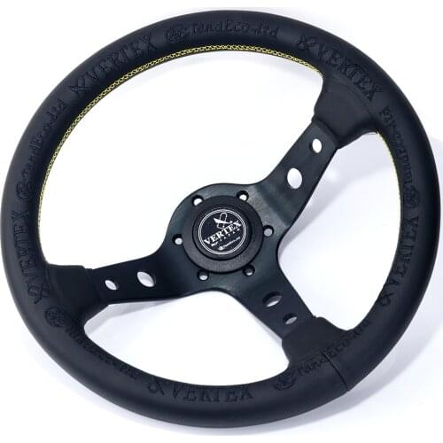 VERTEX KING 330mm jdm Racing Black Genuine Leather Drift Steering Wheel