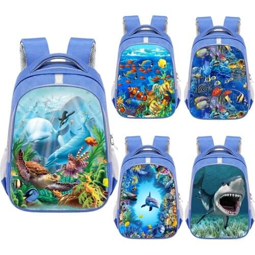 Sea Animal Turtle Shark Dolphin Backpack Women Men Rucksack Children School Bags for Teenager Boys Girls School Backpack Bookbag