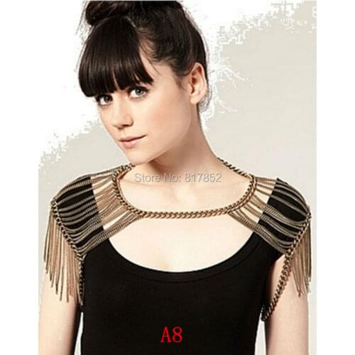 STYLE A8 Gold colour CHAIN DOUBLE SHOULDERS CHAIN JEWELRY 3 COLORS