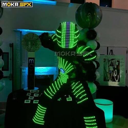 LED Robot Costume suit illuminated party show dance glow night lights clothing remote control 7 color change LED robot clothing
