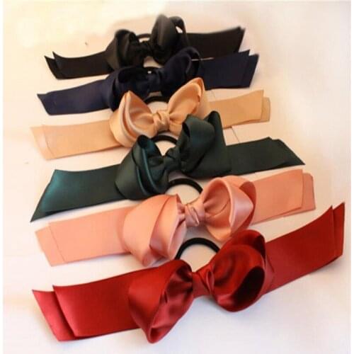 Trend Hair Rope Satin Scrunchies Women Ponytail Scarf Elastic Hair Tie Long Ribbon Bow