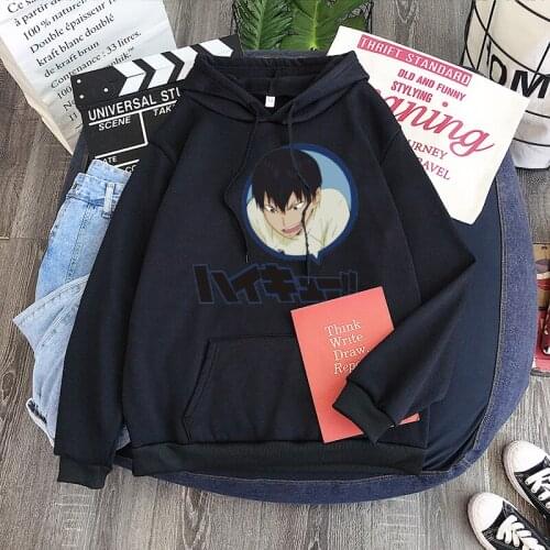 Japanese Anime Haikyuu Tobio Kageyama Printing Hoodies Sweatshirts Women Kawaii Cartoon Pullover Hip Hop Long Sleeve Streetwear