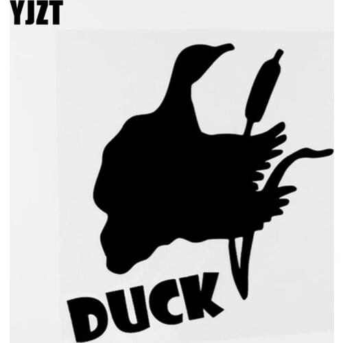 YJZT 16.2CM×17.5CM Fashion Animal Duck Hunter Vinyl Car Sticker Decal Black/Silver 8C-0400