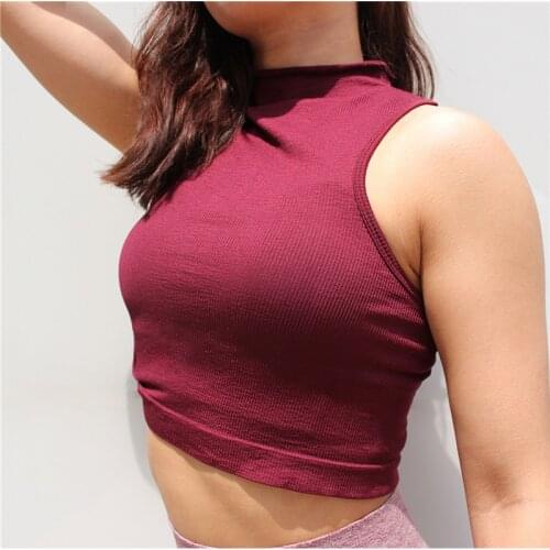 SALSPOR Women Breathable Sport Fitness Sleeveless Yoga Shirts Workout Crop Top Running Knitted Solid Color Gym Clothing Female