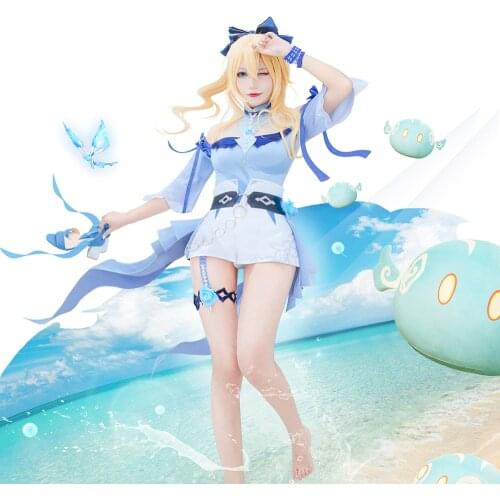 Game Genshin Impact Anime Jean Cosplay Game Costume Girls Swimsuit Suit Dream The Sea Breeze Women Clothes Halloween Dress Up