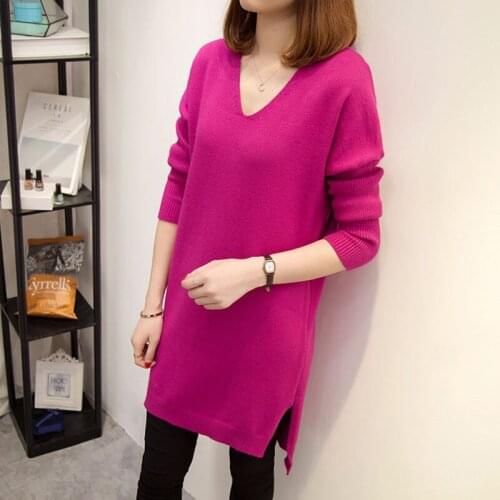 4XL 2021 Spring Autumn New Women V Neck Plus Size Sweaters Simple Loose Long-sleeved Wild Ladies Pullovers Ropa Para Mujer M374