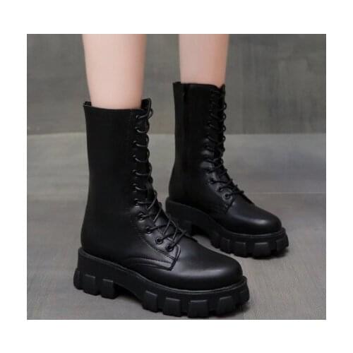 Winter womens boots casual fashion boots leather warm military boots