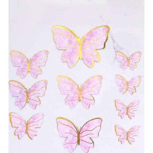10pcs Ins New Butterfly Cake Topper Wedding Pink Purple Birthday Cupcake Topper For Birthday Party Cake Decorations Baby Shower