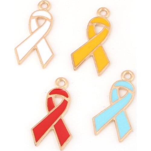 10pcs Red/White/Yellow Ribbon Shape Enamel Charm Pendant For Jewelry DIY Findings Necklace Bracelet Earring Making