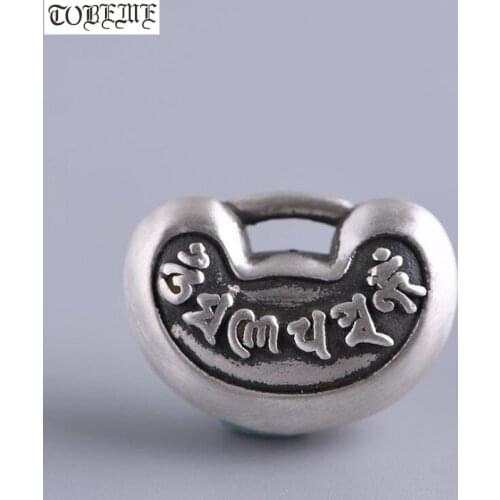 100% 990 Silver Tibetan Six Words Pendant Vintage Silver Good Luck Pendant Tibetan Pendant
