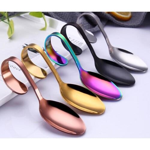 100pcs Stainless Steel Coffee Spoon Mermaid Spoon Tea Soup Sugar Dessert Appetizer Seasoning Bistro Hanging Cup Spoon SN2996