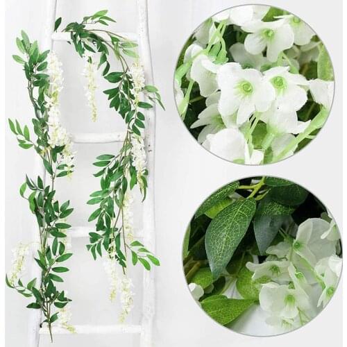 4 PCS Flower Garland Wisteria Artificial Flowers Fake Vine Silk Fake Wisteria Vine Ivy Plants for Wedding
