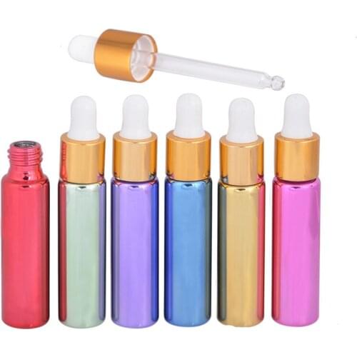 5ml 10ml Multi Color Glass Essential Oil Bottle with Dropper Scent Drop Bottle Travel Vials for Perfume 10pcs/lot P142
