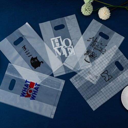 Clear Plastic Packaging Bag For Food Baking Candy Plastic Bags With Handle Wedding Party Bread Take Away Gift Bags