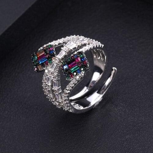 AccKing Collection Luxury Stackable Chic Rings For Women Wedding Cubic Zircon Engagement Dubai Bridal Statement Finger Ring