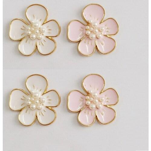 10 Pcs/Lots 3*3cm Peach Blossom Alloy Accessories Shoes Clothes Bags Headwear Accessories DIY Jewelry Decoration Accessories