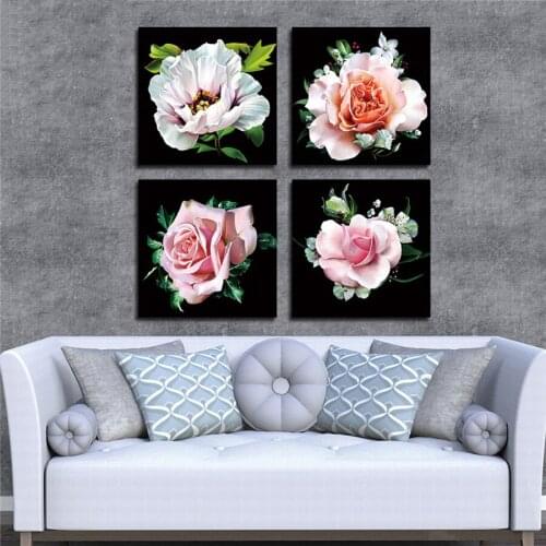 60x60cm Diy Diamond Painting Pink Flower 5D Full Square Round Mosaic Wall Stickers Needlework Embroidery Home DecorationZP-2736