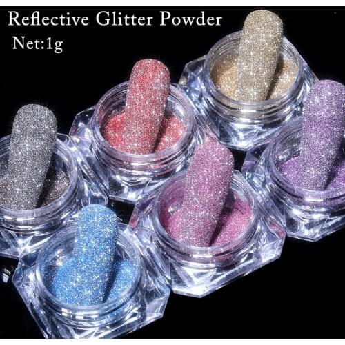 1 Box Sparkling Crystal Nail Powder Holographics Laser Silver Reflective Nail Glitter Powder Dust Fine Shiny Pigment Decoration