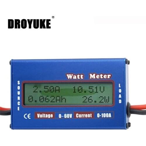 1Pcs Digital High-precision Wattmeter Power Meter DC 60V 100A RC Watt Meter Checker Balance Battery Power Analyzer