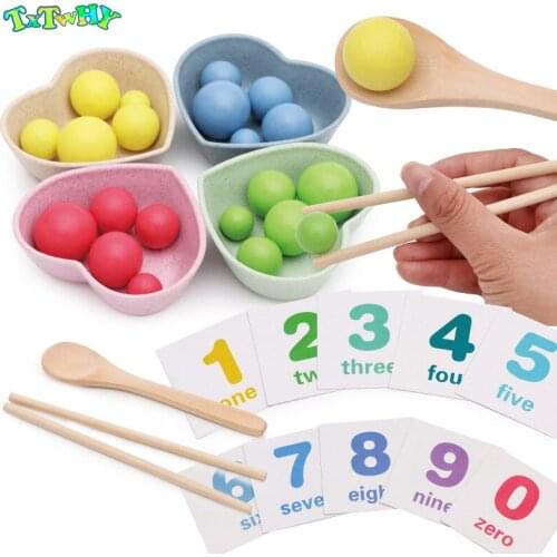 Kids Early Learning Educational Montessori Color Sorting Wooden Hands Brain Training Clip Beads Puzzle Board toys For Children
