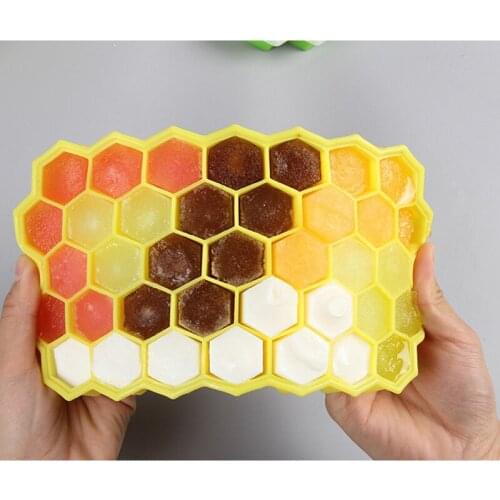Cavity Ice Cube Tray Honeycomb Ice Cube Maker Mold With Lids For Ice Cream Grade Silicone Ice Molds For Whiskey Cocktail
