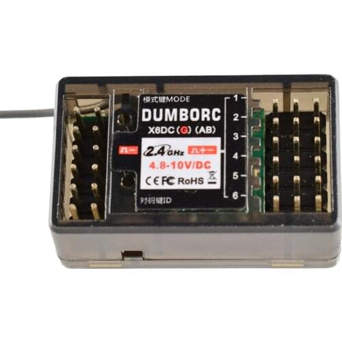 Hot DUMBORC X6DCG 2.4G 6CH Light Servo and Motor Control Receiver with Gyro for X6 Transmitter RC Car Boat Transmitter