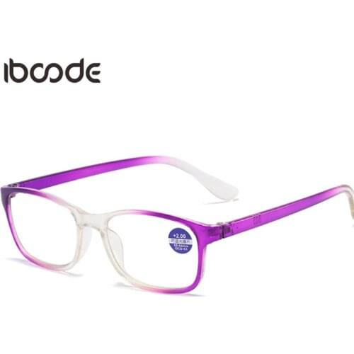 Iboode Men Women Blue Light Blocking Reading Glasses Gradient Trendy Presbyopic Eyeglasses Classic Clear Lens Magnifying Eyewear
