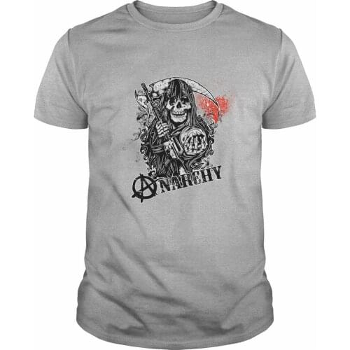 Creative Design Grim Reaper Anarchy Hip Hop Rock Motorcyclist T-Shirt. Summer Cotton Short Sleeve O-Neck Mens T Shirt New S-3XL