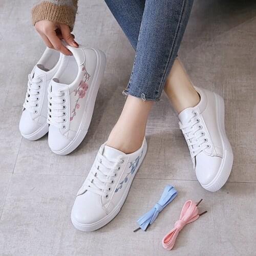 Womens Vulcanize Shoes Fashion Autumn New Casual Classic Solid Color Pu Leather Shoes Women Casual White Shoes Sneakers