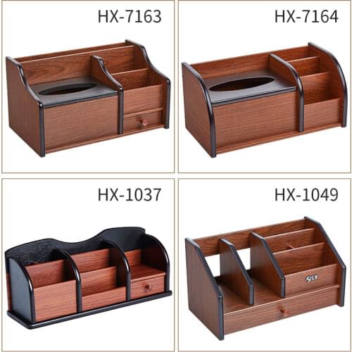 Multi-function Wooden Storage Box Desktop Organizer Remote Controller Holder Stationery Pen holder makeup box Office Supplies