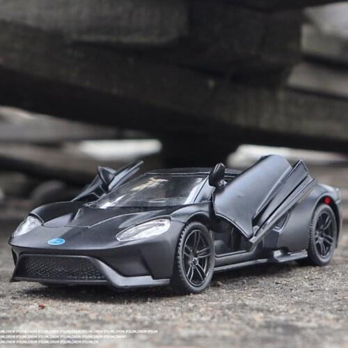 1:36 FORD-GT Sports Car Diecast Model Alloy Vehicle Pull Back Metal Simulation Sound And Light Supercar Collection Toys for boys