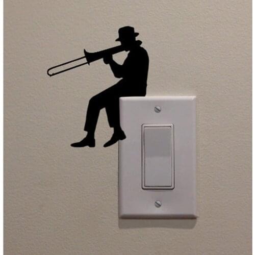 Man Playing Trombone Fashion Cartoon Switch Bedroom Decor Decal Switch Sticker 5WS0064