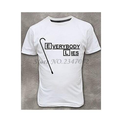 Dr House T-shirt Everybody Lies T shirt Mens White Tee Shirt M L XL