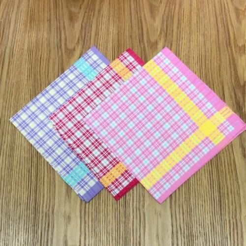 5x 100% Cotton Plaid Handkerchiefs Hanky Square Men Women Hankies