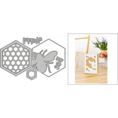 New Honeycomb Happy Bee Craft Embossing Mold 2021 Metal Cutting Dies for DIY Decorative Scrapbooking Album Card Making No Stamps