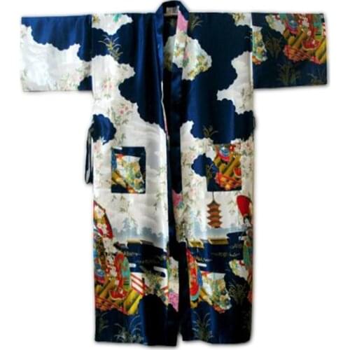 New Arrival 10Color Women Sexy Kimono Robe Gown Chinese Silk Rayon Lingerie Long Sleepwear Printed Fairy Pajama Plus Size