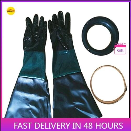 Sandblasting Gloves With 2PCS O Ring Holder And 2PCS Clamp Clip For Sandblasting Machine Cabinet