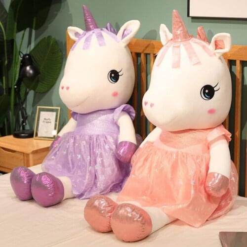 45-95cm Unicorn Princess Plush Toys Soft Stuffed Cartoon Animal Pillows Pegasus Dolls New Year Gifts for Children Kids