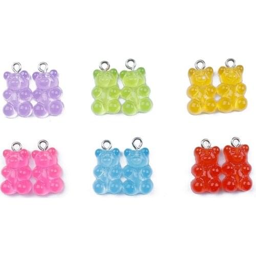DIY Earrings Kit Bear Charm Necklace Pendant Lobster Clasp Jump Rings Earring Hook Hair Clip for Jewelry Making Bracelet