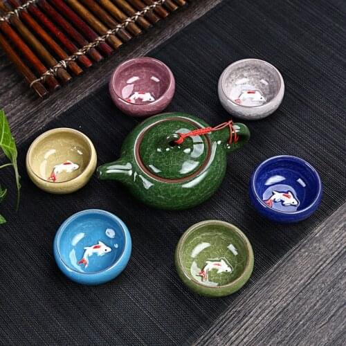 Portable Tea set include 1 Teapot 5 Teacups ,Beautiful and easy teapot kettle,Chinese Travel Ceramic Portable Teaset gaiwan