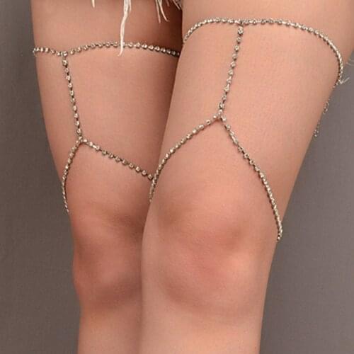 Simple AAA Rhinestone Leg Chain Women Sexy Shining Thigh chain Crystal Golden silvery Beach Fashion Party Gift