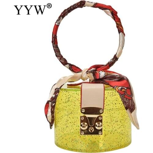 Transparent Acrylic Bag Female Summer Small Fresh Ribbon All-Match Portable Small Round Bag For Woman Daily Wear Or Matching