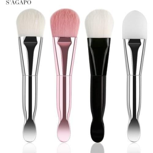 S'AGAPO 1pcs Double-headed Foundation Makeup Brush Mask brush With digging spoon so Soft facial mask brush beauty makeup tools