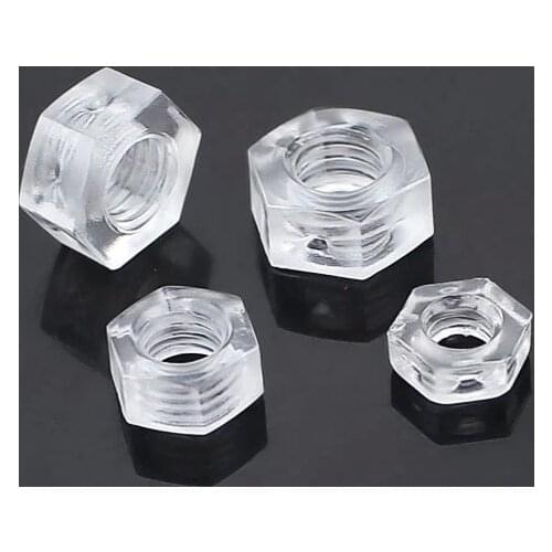 Series#1000pcs M3 M4 M5 M6 M8 transparent clear hex acrylic nut plastic hex nuts LED Lighting outlet wire cable protect nuts